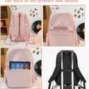 Preppy Backpack with Cute Rabbit & Carrot Plushies Cute Pin Accessories Y2K Aesthetic Backpack Laptop Backpack (Black)