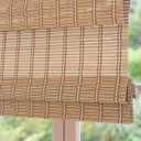 Sunbox Cordless Bamboo Roman Shade Blind, Woven Wood Roman Shades, Light Filtering Natural Bamboo Shades for Windows, French Doors, 21" W x 48" H, Caramel Brown