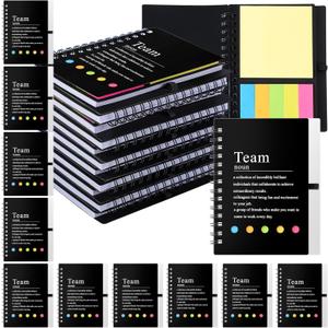 24 Pcs Team Appreciation Gifts Bulk for Employee Inspirational Spiral Notebooks with Sticky Notes Inspirational Team Notepads for Teacher Nurse Coworker Staff Volunteer Gifts (Black)
