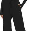 Darong Women's 2 Piece Outfits Lounge Sets 2026 Long Sleeve Tops Wide Leg Pants Casual Matching Set (Black, M)