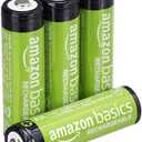 Amazon Basics 4-Pack Rechargeable AA NiMH Batteries, 2000 mAh, 1.2V, Recharge up to 1000x Times, Pre-Charged