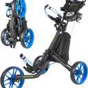 EASEGO Golf Push Cart 3 Wheel : Golf Bag Cart Foldable with Phone Holder/Cup/Umbrella Holder Compact Golf Pull Carts Quick Fold Golf Caddy Push Carts with Large Wheelbase for Different Terrain（Blue）