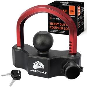 METOWARE Universal Trailer Hitch Locks, Adjustable Heavy-Duty Trailer Coupler Ball Locks Fit 1-7/8 Inch, 2 Inch, 2-5/16 Inch Couplers with 2 Keys
