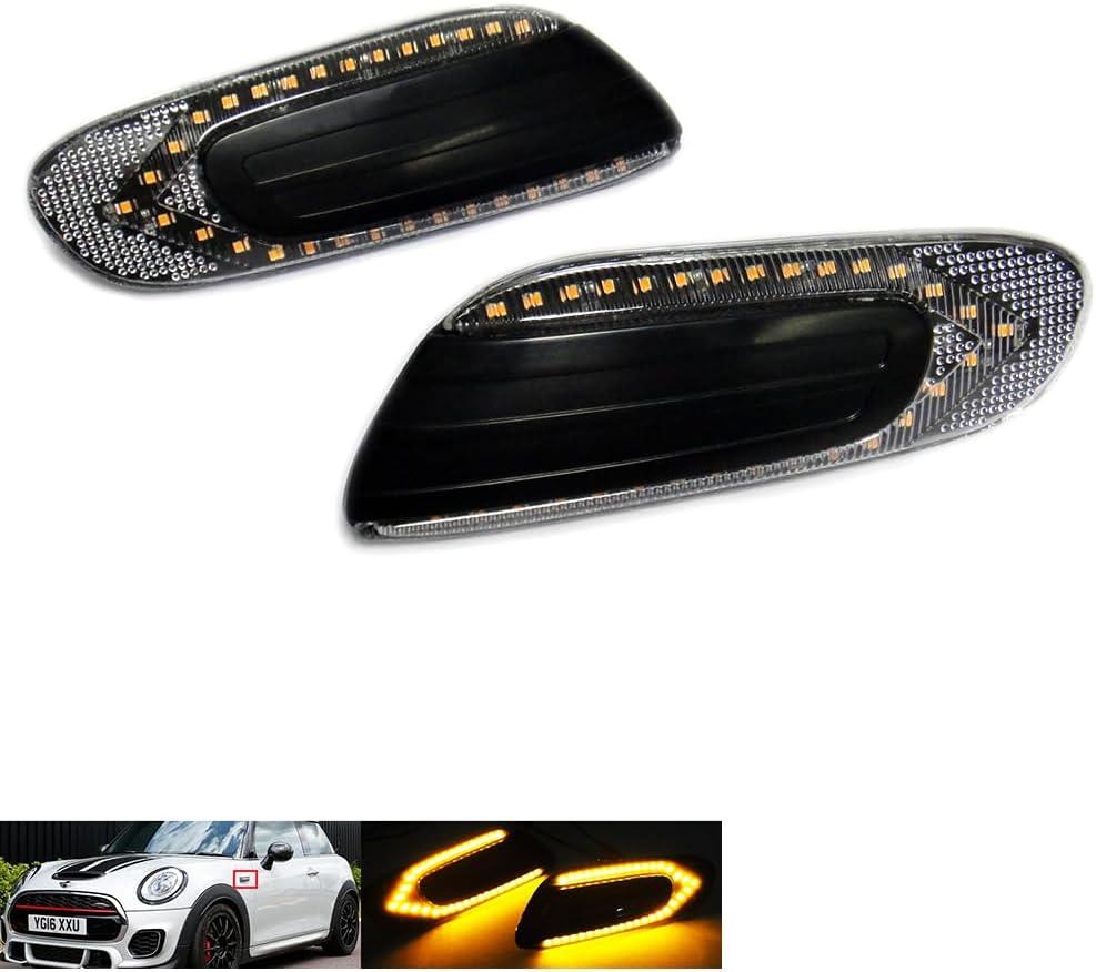 2x Clear Lens LED Side Marker Turn Signal Light Blinker Lamp For 2014-2020 Mini Cooper F55 F56 Hatchback F57 Convertible (Clear Lens)