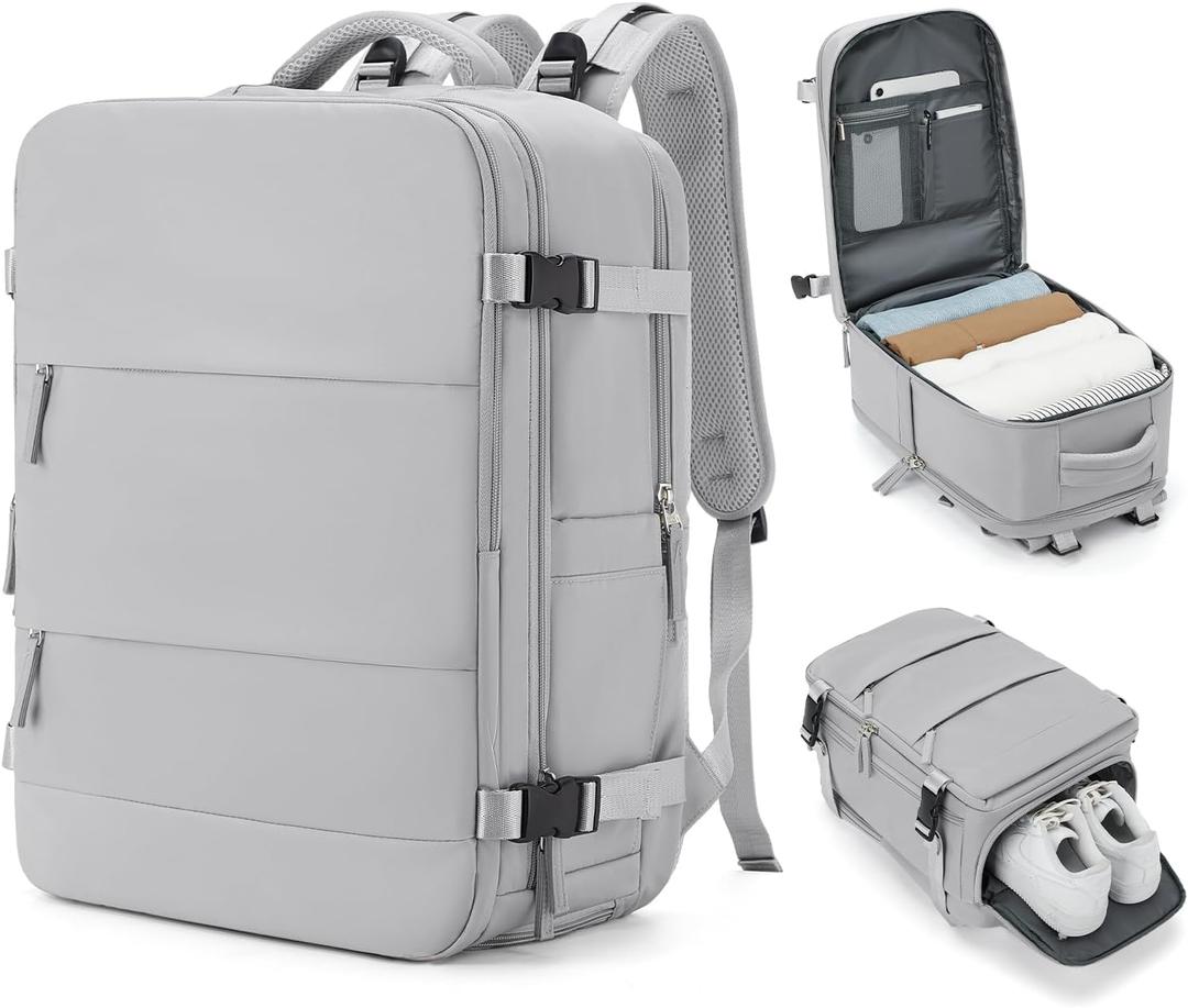 Coowoz Travel Backpack Carry On for Women Man Gym Backpacks with Laptop Compartment Mochila de Viaje Teacher Personal Item Backpack Airplane Accessories Must Haves Grey Small