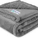 PetAmi Waterproof Dog Blanket for Couch, Extra Large 80x60, Pee Proof Sherpa Fleece Reversible Pet Throw, Furniture Protector for Bed Sofa Crate Kennel, Soft Washable Cover for Dog Cat, Light Grey