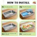 Ice Food Serving Display Tray with Clear Roll Top Cover, 1 x 1 Pan Stainless Steel Cold Food Buffet Condiment Dispenser Display Rack with 1 Clip & 2 Ice Trays for Restaurant Hotel Kitchen Party