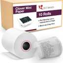 Receipt Paper for Clover Mini and Clover Mobile Thermal Printer - Receipt Paper Rolls Compatible with Clover Mini POS models C200, C300, C301, C302, C305, 10 Rolls 