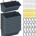 Wenqik 10 Pack 5 Quart Hanging Chicken Feeders Trough Goat Feeder Duck Water with Metal Clips Chicken Waterer Bucket for Fence Turkeys Horse Pig Deer Goose Livestock Poultry Supplies (Dark Gray)