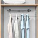 Industrial Iron Pipe Clothes Hanging Bar DIY Wall-Mounted Garment Rack Heavy Duty Clothing Rack for Bedroom, Laundry Room, Closet Storage (Black 24 inch)