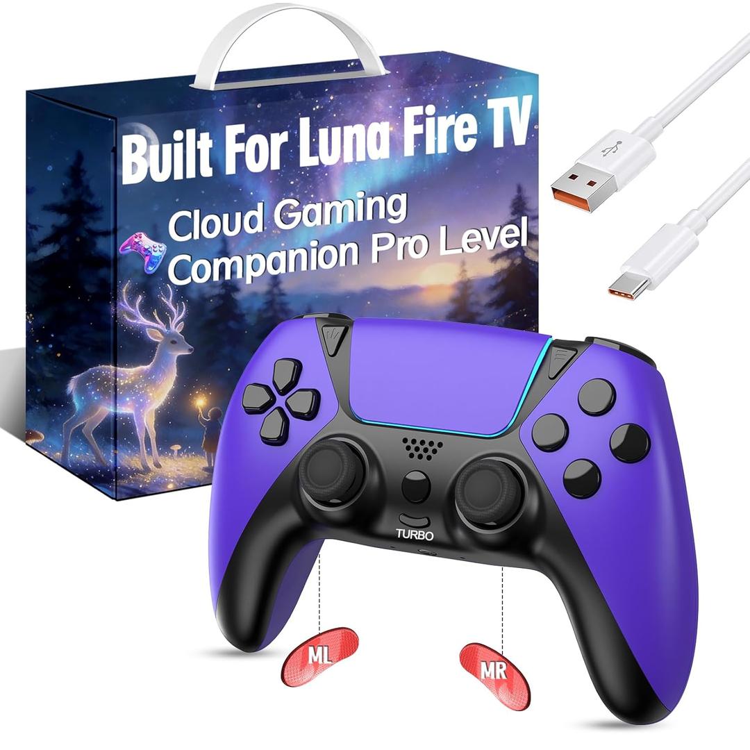 UGAME For Luna Controller, Game Control for PC Fire Stick PlayStation 4 Steam Phone Tablet TV with Back Paddles Turbo 1200mAh Battery, Ultimate Ymir Purple Wireless Controllers