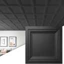 Art3d 12-Pack Square Black Drop Ceiling Tile 2ft x 2ft, PVC Ceiling Panel 24 x 24in., 12pcs-24*24