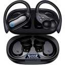 GNMN Active Noise Cancelling Ear Buds AI Translation Wireless Earbuds 96hrs Playback Bluetooth Headphones Dual Battery Display Stereo Bass Earphones with Earhooks Microphone for Sports/ Running/ Workout
