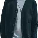 New Sweater V-Neck Solid Color Cardigan Sweater Men's Lazy Style Jacket Clip (Black, L)