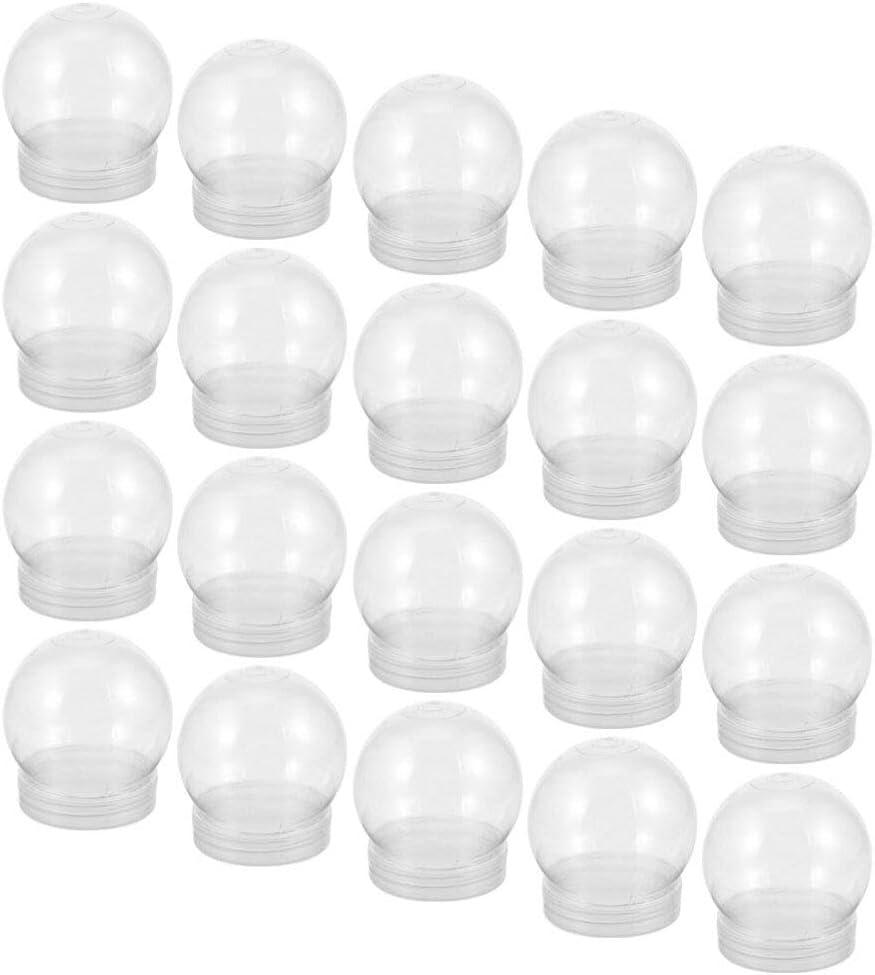 Luxshiny 20pcs DIY Snow Globe: 2.4Inch Clear Plastic Water Globe with Screw Off Cap for Christmas DIY Crafts Home Wedding Party Decoration