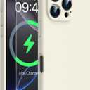 Goodon Magnetic for iPhone 16 Pro Case with Screen Protector - Wireless Charging Compatible - Full Camera Protection - Shockproof Protective Silicone Phone Case for Men Women Girls - Ivory