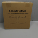 Lampshades Set of 2, Drum Lampshades 11.6" Top x 12.6" Bottom x 9.8" High, Seaside village Medium Lampshades (Spider Fitter), Beige Lampshades Natural Linen Hand Crafted, Easy Assembly Required