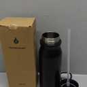 BJPKPK 25oz Insulated Water Bottle With Straw Stainless Steel Double Wall Water Bottles BPA Free Leak Proof Thermos With Lockable Flip Lid And Soft Silicone Spout,Black Leopard