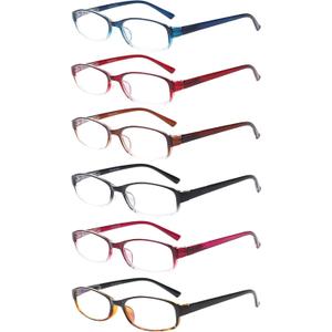 NORPERWIS 6 Pack Ladies Reading Glasses for Women Blue Light Blocking Spring Hinge Fashion Eyeglasses Readers for Women (Mix Color, 0.00)