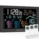 Newentor Weather Station Wireless Indoor Outdoor Thermometer, Home Weather Stations Digital Large Display, Atomic Clock with Multiple Sensors, Weather Forecast Temperature Humidity Barometer, Black