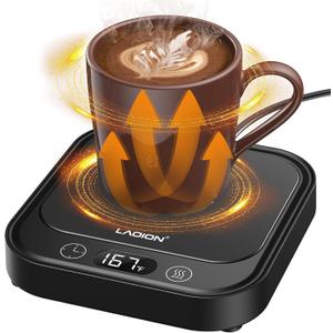 LAOION Mug Warmer - 40W Coffee Cup Warmer for Desk with Auto Shut Off, Smart Electric Candle Warmer with 4 Temp & Time Settings, Coffee Gifts for Beverage, Tea, Water, Milk in Home & Office (Black)
