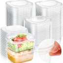100 Pack 16 oz Tamper Proof Clear Deli Containers with Lid Disposable Square Plastic Deli Sandwich Tiramisu Airtight Meal Container for Refrigerator Dishwasher Microwave Take out Kitchen