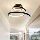 DotoKotl Modern LED Ceiling Light 24W Spiral Design Ceiling Lighting Fixture 18 inch,4000K Warm White Light Fixture for Hallway Aisle Balcony Bedroom Kitchen Office (Black)