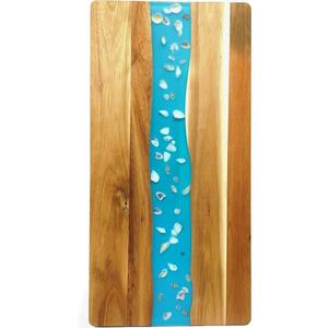 Chicapica 18-Inch Acacia Wood & Resin Cutting Board with Sea Shell Inlay – Elegant Tray for Cheese, Fruit & Entertaining – Doubles as Display Stand & Gift for Wedding, Housewarming or Hostess
