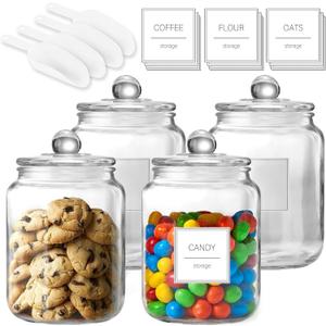 Half Gallon Large Glass Jars with Lids, Airtight Storage Clear Containers for Kitchen, Laundry Room and Pantry Food Organization, Set of 4