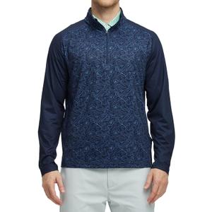 M MAELREG Quarter Zip Pullover Men Moisture Wicking Lightweight Sports Print Mock Neck Golf 1/4 Zip Pullover Mens Sweatshirt (Blue, M)