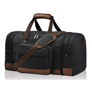 Litvyak Duffle Bag for Travel, 50L Canvas Travel Duffel Bags Overnight Weekend Gym Carry On Luggage Bag for Men & Women(Black)