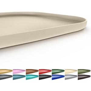 Smilool Silicone Pet Food Mat with Raised Edge for Food and Water Bowl, Dog Feeding Mats, Cat Food Trays for Floor Waterproof, Rubber Tray for Dogs and Cats, 24 x 16 x 0.8 Beige