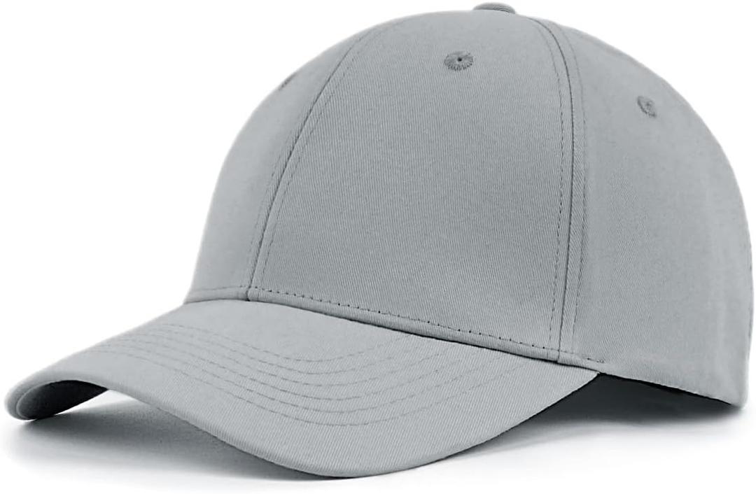 Zylioo Men's Baseball Cap with Closed Back, Non Adjustable Fitted Caps for Big Heads, Stretchy Baseball Hats (Gray, XL-2XL)
