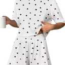 Hilinker Women Cute Pajama Sets Short Sleeve Crop Tops and Shorts Sleepwear 2 Piece Lounge Set White Black Heart Small