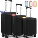 Paterr 3 Pieces Luggage Cover Travel Suitcase Protector Anti Scratch with 3 Pcs Plastic Luggage Tags 20/24/ 28 Inch Suitcase Cover Protector Washable Fits 18 to 28 Inch 3 Sizes, black