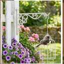 Landhoow 2 Pcs 15.6" Large Cast Iron Hanging Outdoor Wall Hanger White Heavy Duty Basket Hook Braces Vintage Decorative Shelf Garden Planter Flower Hook for Pot Lantern Wind Chime Hummingbird Feeder