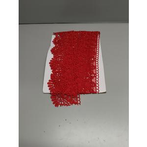 5 Yards Metallic Floral Lace Ribbon Stretch Tulle Lace Trim Elastic Nigerian African Fabric Width 7 Inch for DIY Craft Jewelry Making Clothes Accessories Gift Wrapping Wedding Party Decor (Red)