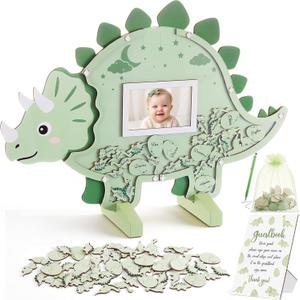 Kosiz 65 Pcs Dinosaur Baby Shower Guest Book Alternative for 60 Guests