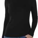 Womens Long Sleeve Thermal Shirts, 2025 Fall Winter Crew Neck Shirt for Women, Stretch Basic Tight Long Sleeve Underwear Tops (Small, Black)
