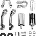 HY-SPEED Motorcycle Highway Pegs Crash Bar with 1.25" Engine Guard Adjustable Foot Peg Compatible with Touring Street Glide Electra Glide Road King Softail Long Angled Chrome