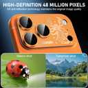 Compatible for iPhone 17 Pro Camera Lens Protector, Leo Pattern, Drop Protection, Anti Scratch Full-Coverage, AR 360-Degree Protection, Camera Transmfttance HD, Easy Installation, Orange