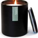 Calyan Wax Co. Evergreen & Eucalyptus Scented Candle - 75 Hour Burn - Luxury Clean Soy Wax Candles - Long Lasting Black Tumbler Jar Candle for Home - 10.2oz