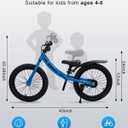 GROWNEER 16" Kids Balance Bike for 4-8 Year Old Boys Girls, Lightweight High Carbon Steel Frame Bicycle, Adjustable Padded Seat & Handlebars, Rear Brake, All-Terrain, Blue