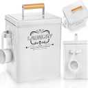 Goaste Metal Laundry Detergent Container, 220oz Laundry Powder Storage Bin with Scoop & Lid, Farmhouse Soap Dispenser Holder, White Pod Canister Tin Box for Room Organization