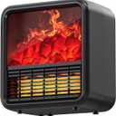 Riseon Small Fireplace heater for Indoor use with Realistic 3D Flame, Space Heater with Thermostat, 1500W/750W PTC Ceramic Heating, Tip-Over Safety Switch, Black