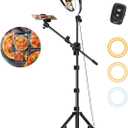 LUXSURE Ring Light with Stand for Phones, Tripod with Ring Light for iPhone, Overhead Phone Mount 10.5" with Phones Stand and Remote, Phone Tripod with Light for Video Recording/Live Stream/Cooking (Black)