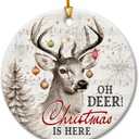 2 x Deer Ornaments for Christmas Tree 2025  Deer Gifts for Men, Women, Woodland Animal Christmas Ornaments, Hunting for Lovers, Family, Friends - Ceramic Hanging Decorations