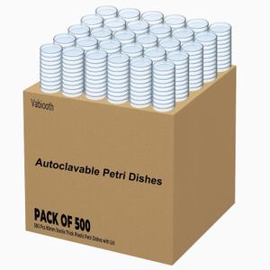 [Autoclavable] 500 Pack Sterile Thick Plastic Petri Dishes with Lid, Vabiooth 90mm Dia x 15mm Deep Clear 3 Vents Petri Dish for Lab Science Experiment, Non-Fragile, Scratch-Resistant