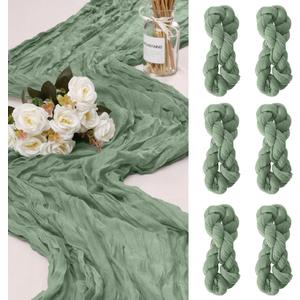 6 Pack Cheesecloth Table Runner 10Ft Christmas Gauze Boho Table Runners for Wedding Decor Bridal Shower Decorations Baby Shower Party(35" x 120")