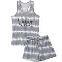 VENTELAN Womens Pajamas Tie Dye Printed Striped Tank and Shorts Set Soft PJS Sleepwear Loungewear Grey Tie Dye Small, S